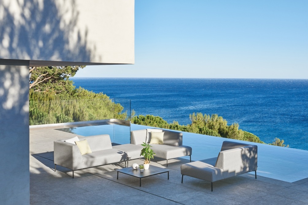 Coast modular lounge set on terrace by the pool with sea view