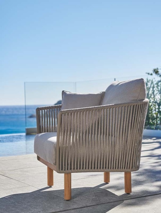 Outdoor lounge chair on terrace