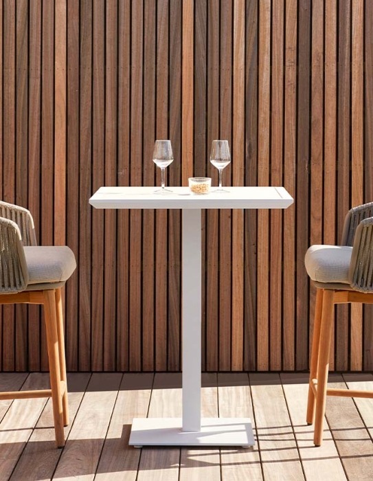 Outdoor high bistro table on terrace 