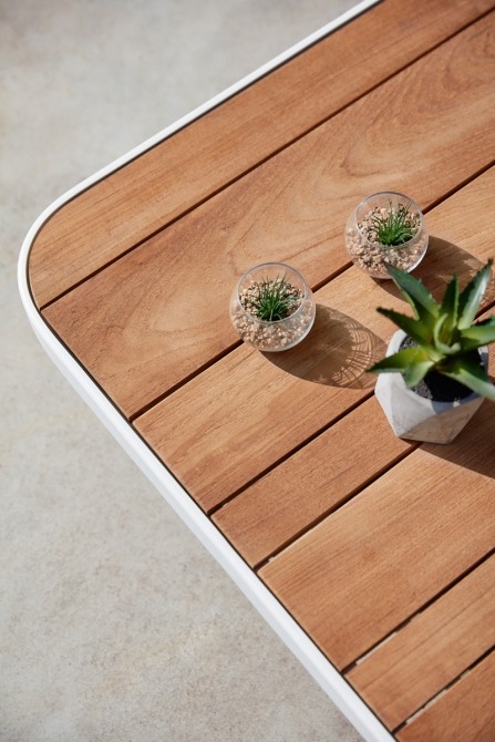 Natural teak table top with slats