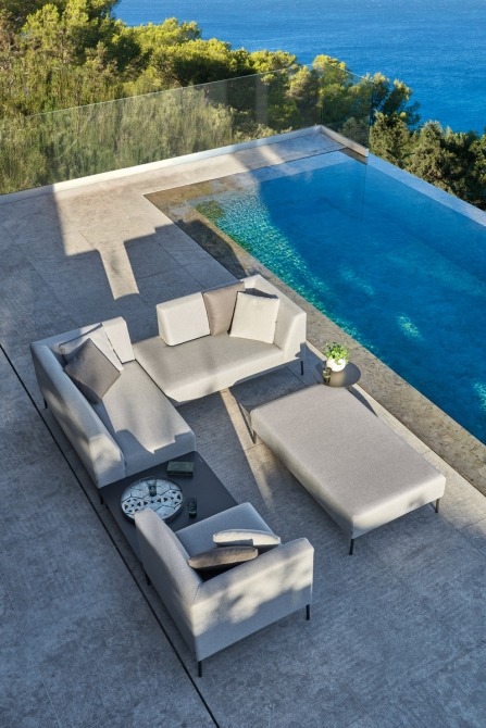 Coast modular lounge set on terrace by the pool with sea view