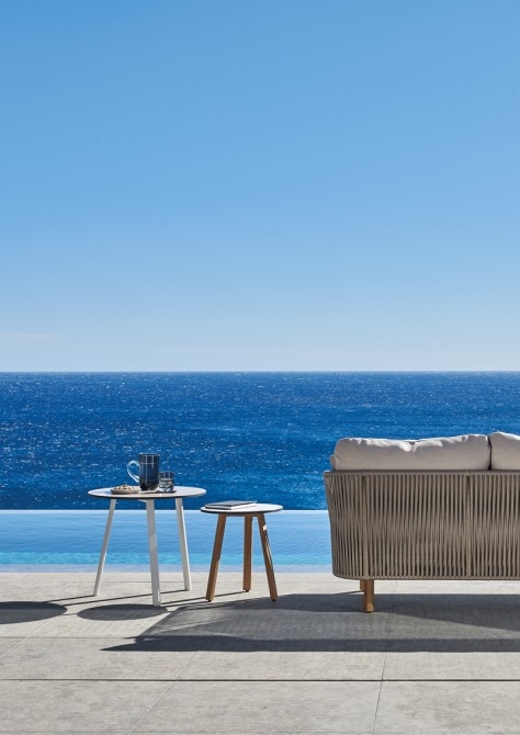 Easy Fit side tables on terrace with sea view