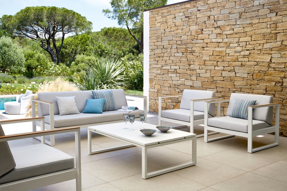 Modular lounge set Landscape Teak on terrace