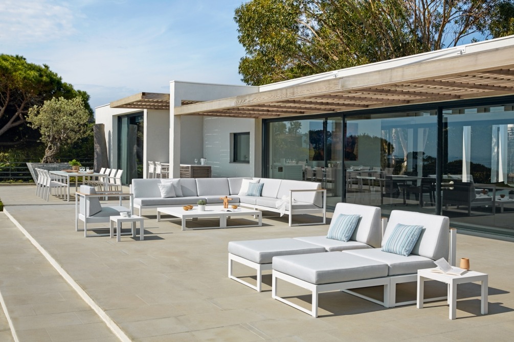 Modular lounge set Landscape Teak on terrace