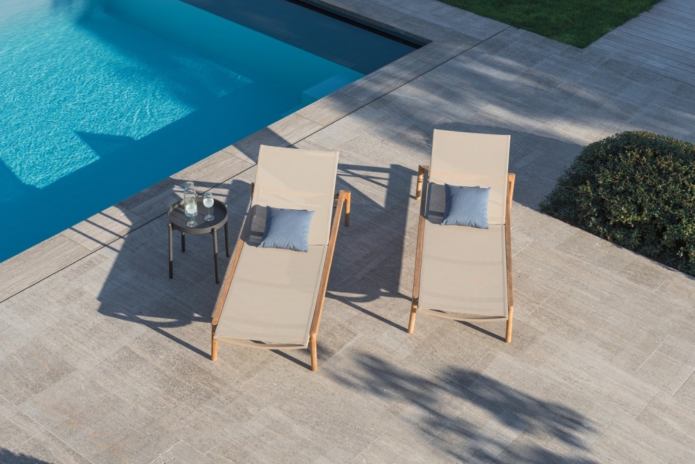 Newport loungers on terrace by the pool