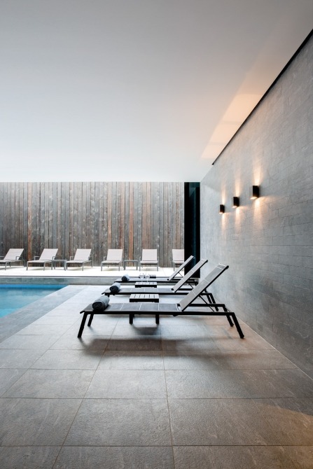 sunloungers by the pool in spa